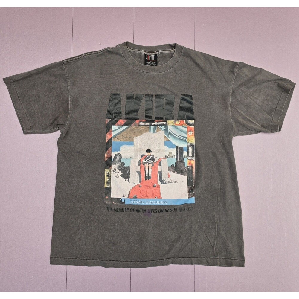 Vintage Y2K Akira Anime Graphic T Shirt Giant By Tee Jays XL Faded